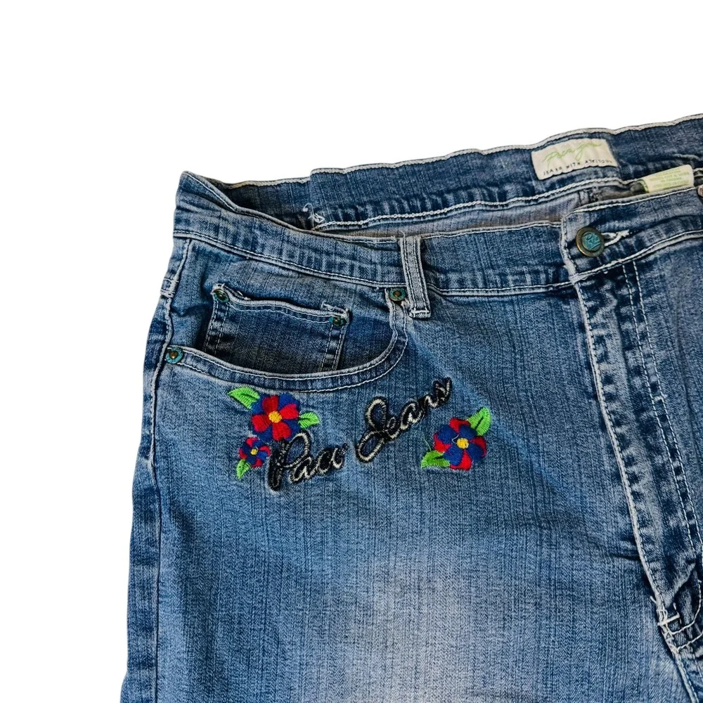Paco Jeans Y2K Floral Embroidered Embellished‎ Flare Jeans Women's Size 18